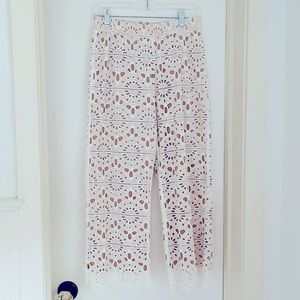 Anthropologie lace cropped pants.